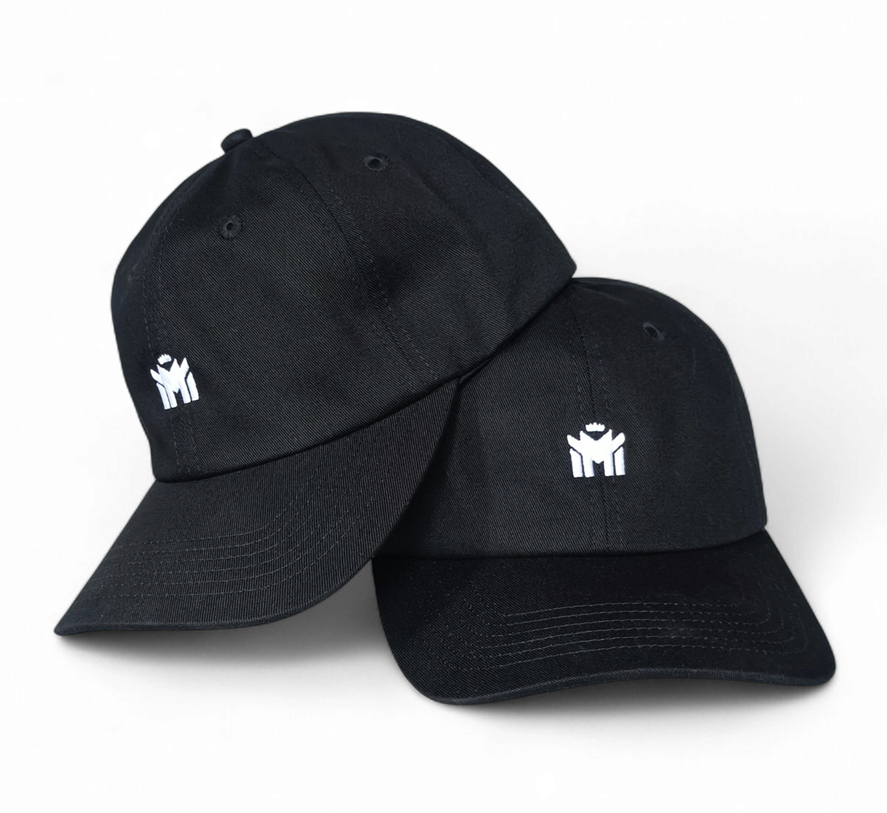 Wholesale Custom 6 Panel Sport Black Cap Custom Embroidery Logo Curved Brim Men's Women Sport Unstructured Baseball Cap Hats