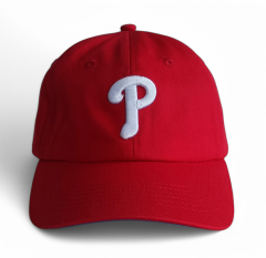 Custom red unstructured 6 panel baseball cap 3D embroidery logo dad cap hat