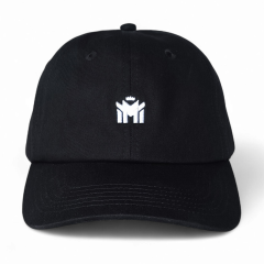 Wholesale Custom 6 Panel Sport Black Cap Custom Embroidery Logo Curved Brim Men's Women Sport Unstructured Baseball Cap Hats
