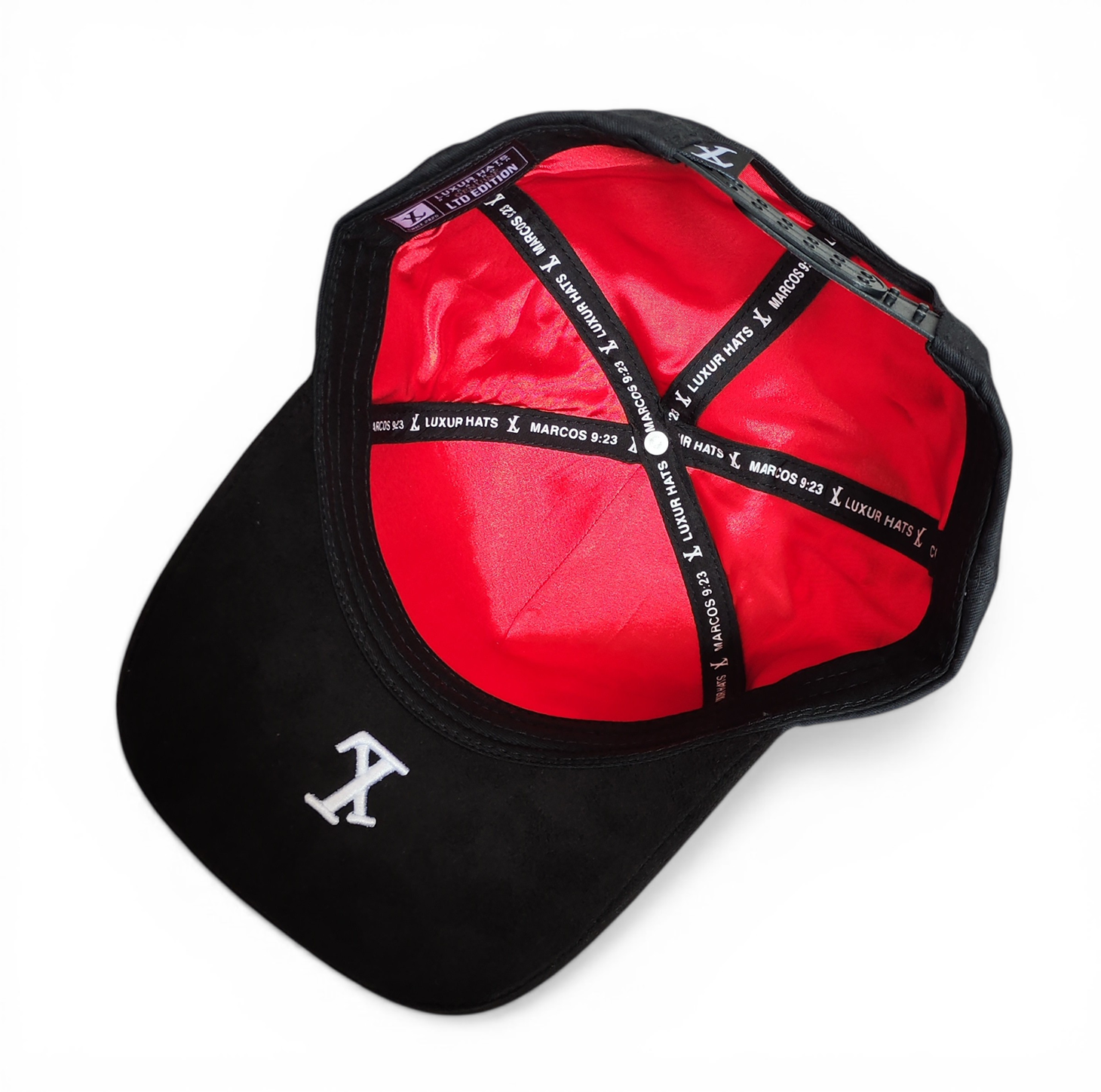 5-Panel Baseball Hat Suede High Quality Red Satin Black Gorras 3D Embroidery Logo Dandy Hats Gorras Baseball Cap
