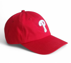 Custom red unstructured 6 panel baseball cap 3D embroidery logo dad cap hat