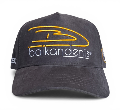 Grey suede 5 panel A frame 3D embroidery logo baseball cap