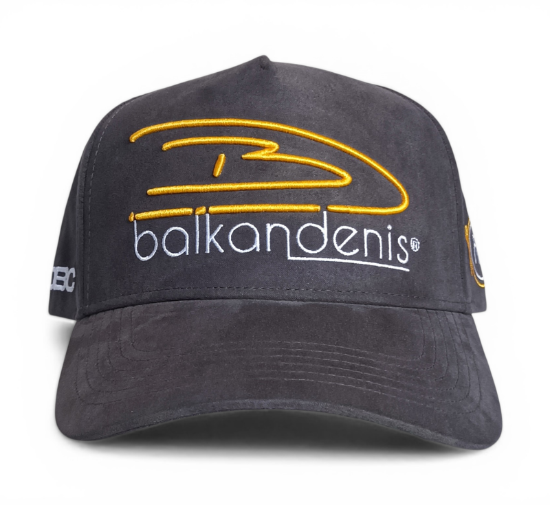 Grey suede 5 panel A frame 3D embroidery logo baseball cap