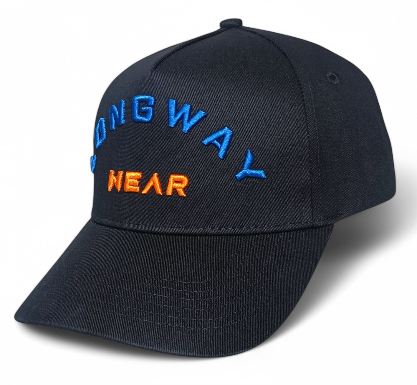 Wholesale Gorras Hip Hop Curved Brim Black Cotton Two Tones 3D Puff Embroidered Logo 5 Panel a Frame Sports Baseball Caps Hats