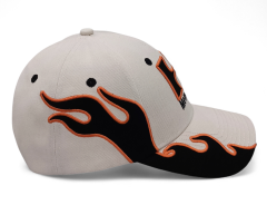 Custom Flame Embroidery 6-Panel Acrylic Fabric Sports Adjustable Baseball Cap for Men and Women