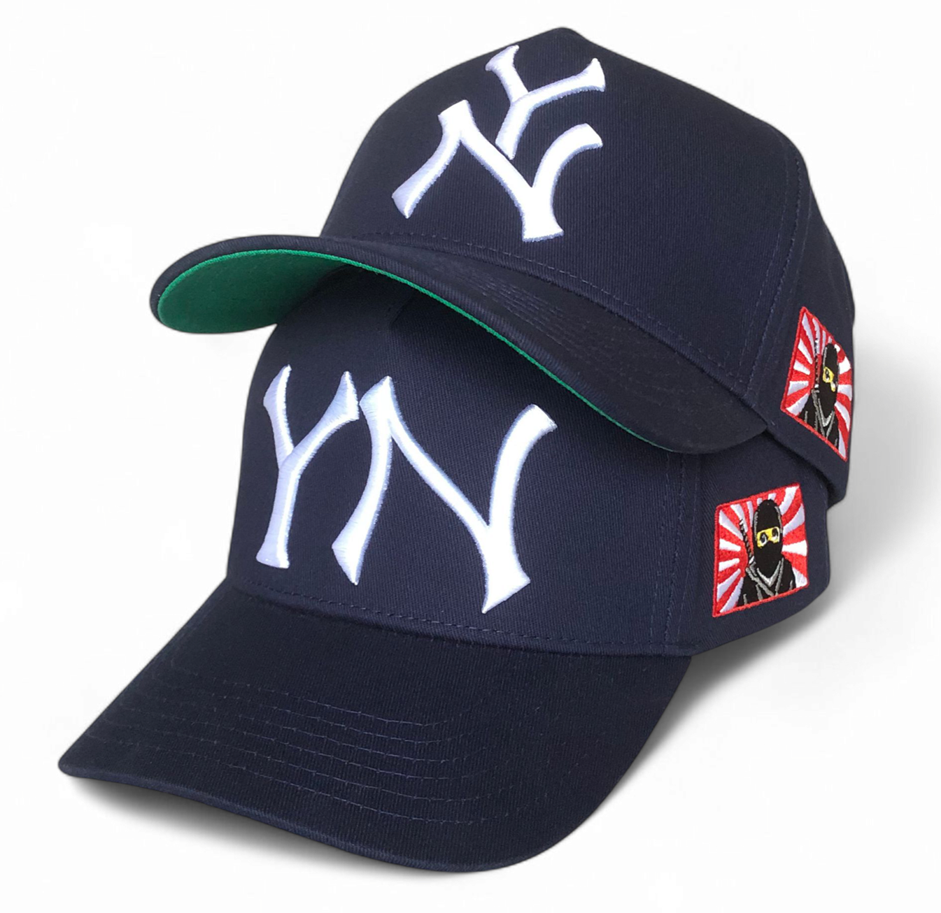 Custom Men's A-Frame Navy Blue Snapback Baseball Cap 5-Panel High Mid Profile Crown with Curved Brim Ethnic Style Gorras Caps Hat