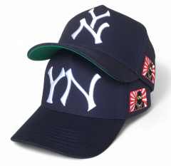 Custom Men's A-Frame Navy Blue Snapback Baseball Cap 5-Panel High Mid Profile Crown with Curved Brim Ethnic Style Gorras Caps Hat