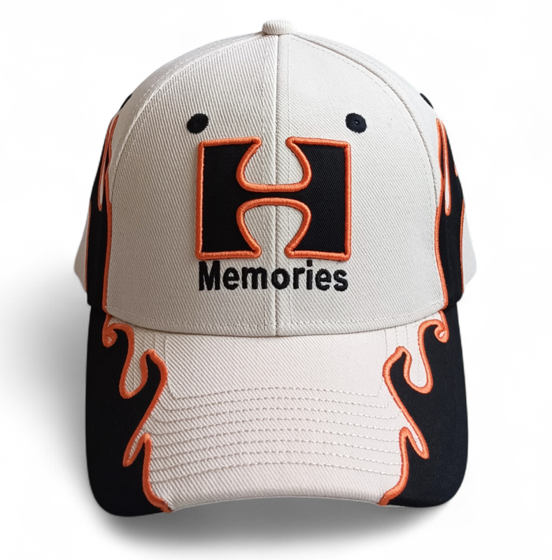 Custom Flame Embroidery 6-Panel Acrylic Fabric Sports Adjustable Baseball Cap for Men and Women