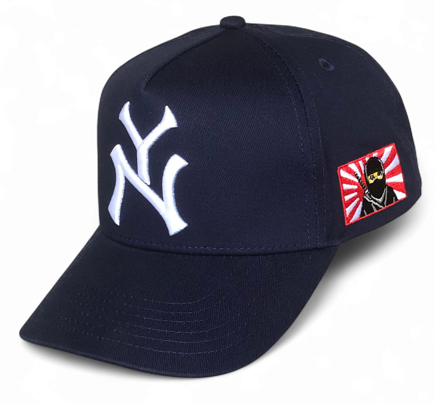 Wholesale High Quality a Frame Custom Professional Logo 3D Embroidery Navy Cotton Snapback Hats Low MOQ 5 Panel Baseball Cap