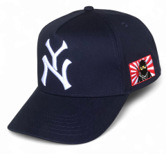 Wholesale High Quality a Frame Custom Professional Logo 3D Embroidery Navy Cotton Snapback Hats Low MOQ 5 Panel Baseball Cap