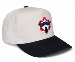OEM Wholesale Custom 5 Panel Unisex Embroidered Baseball Hat Adjustable Size Two Tone Beige Curved Brim Baseball Caps