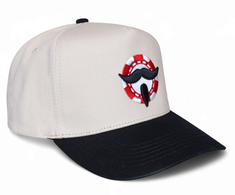 OEM Wholesale Custom 5 Panel Unisex Embroidered Baseball Hat Adjustable Size Two Tone Beige Curved Brim Baseball Caps