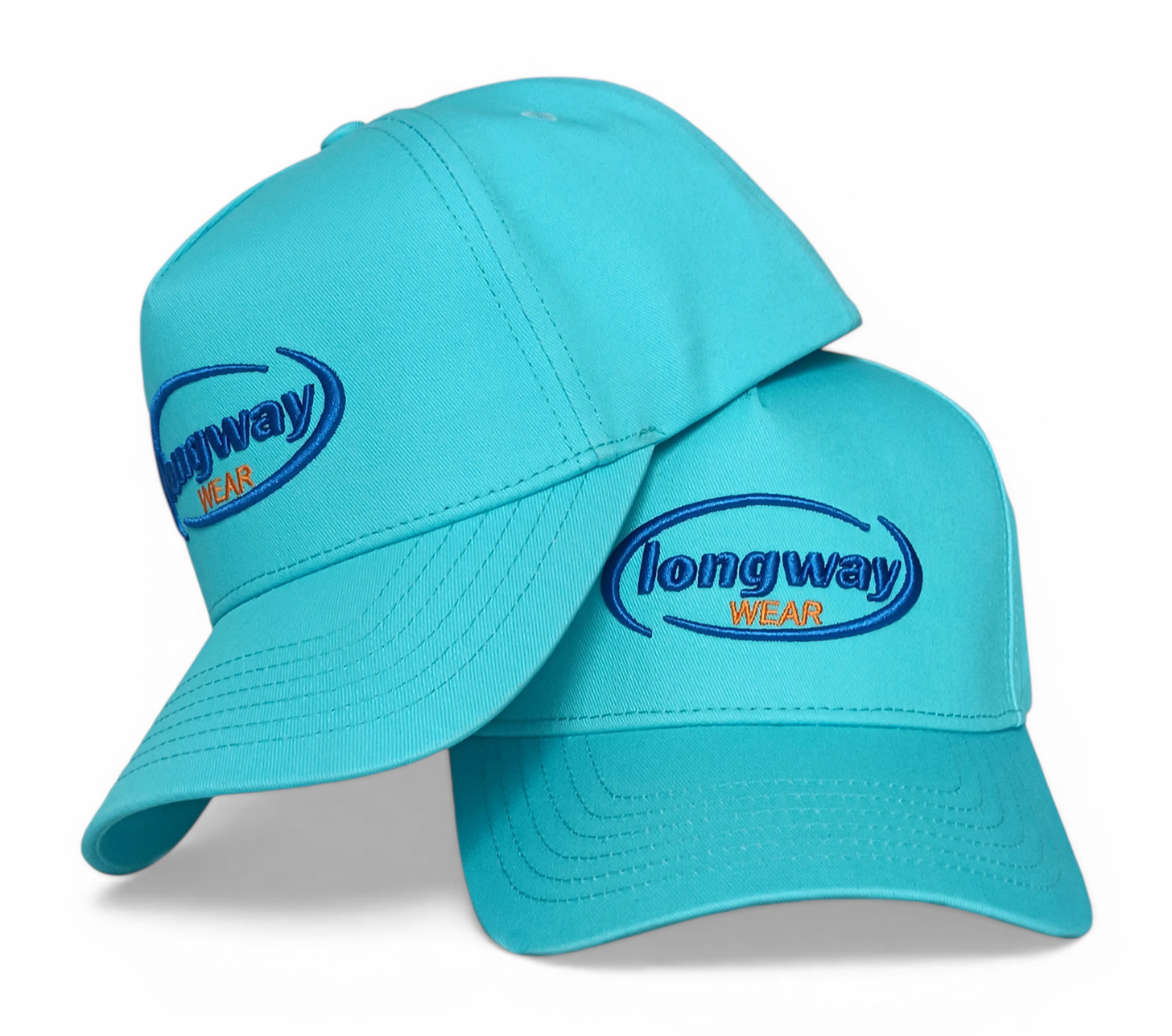 New Fashion Sporty 5 Panel Unisex Blue Cotton Snapback Cap Custom 3D Embroidery Logo Breathable Curved Brim Baseball Cap