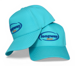 New Fashion Sporty 5 Panel Unisex Blue Cotton Snapback Cap Custom 3D Embroidery Logo Breathable Curved Brim Baseball Cap