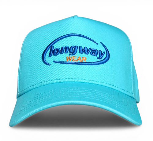 New Fashion Sporty 5 Panel Unisex Blue Cotton Snapback Cap Custom 3D Embroidery Logo Breathable Curved Brim Baseball Cap