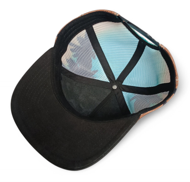 Custom 5 panel printing mesh patterns camo rubber patch logo flat brim trucker hat cap