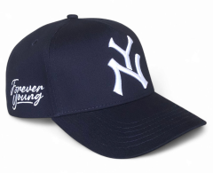 Wholesale High Quality a Frame Custom Professional Logo 3D Embroidery Navy Cotton Snapback Hats Low MOQ 5 Panel Baseball Cap
