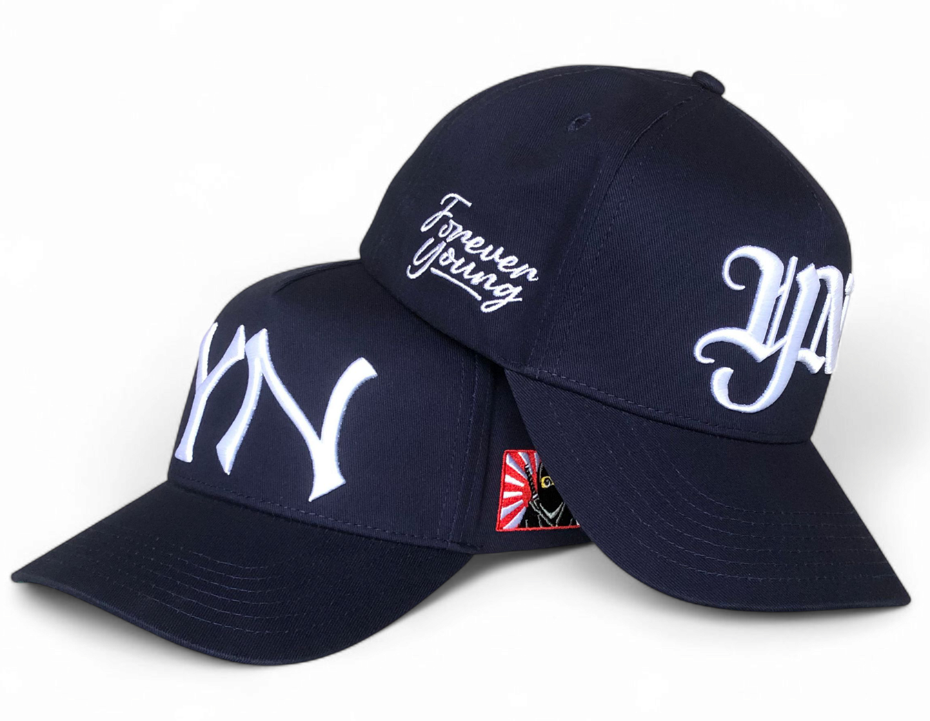 Custom Men's A-Frame Navy Blue Snapback Baseball Cap 5-Panel High Mid Profile Crown with Curved Brim Ethnic Style Gorras Caps Hat