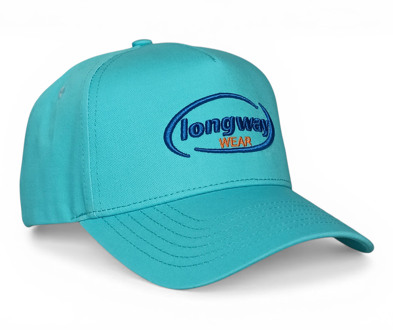 New Fashion Sporty 5 Panel Unisex Blue Cotton Snapback Cap Custom 3D Embroidery Logo Breathable Curved Brim Baseball Cap
