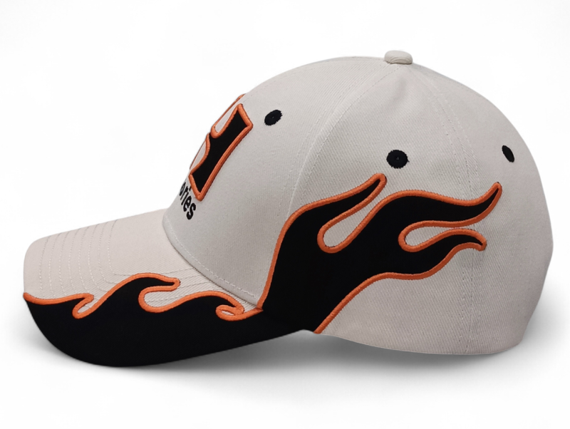 Custom Flame Embroidery 6-Panel Acrylic Fabric Sports Adjustable Baseball Cap for Men and Women