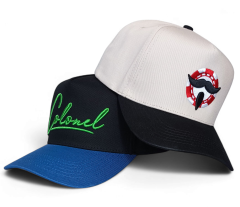 OEM Wholesale Custom 5 Panel Unisex Embroidered Baseball Hat Adjustable Size Two Tone Beige Curved Brim Baseball Caps