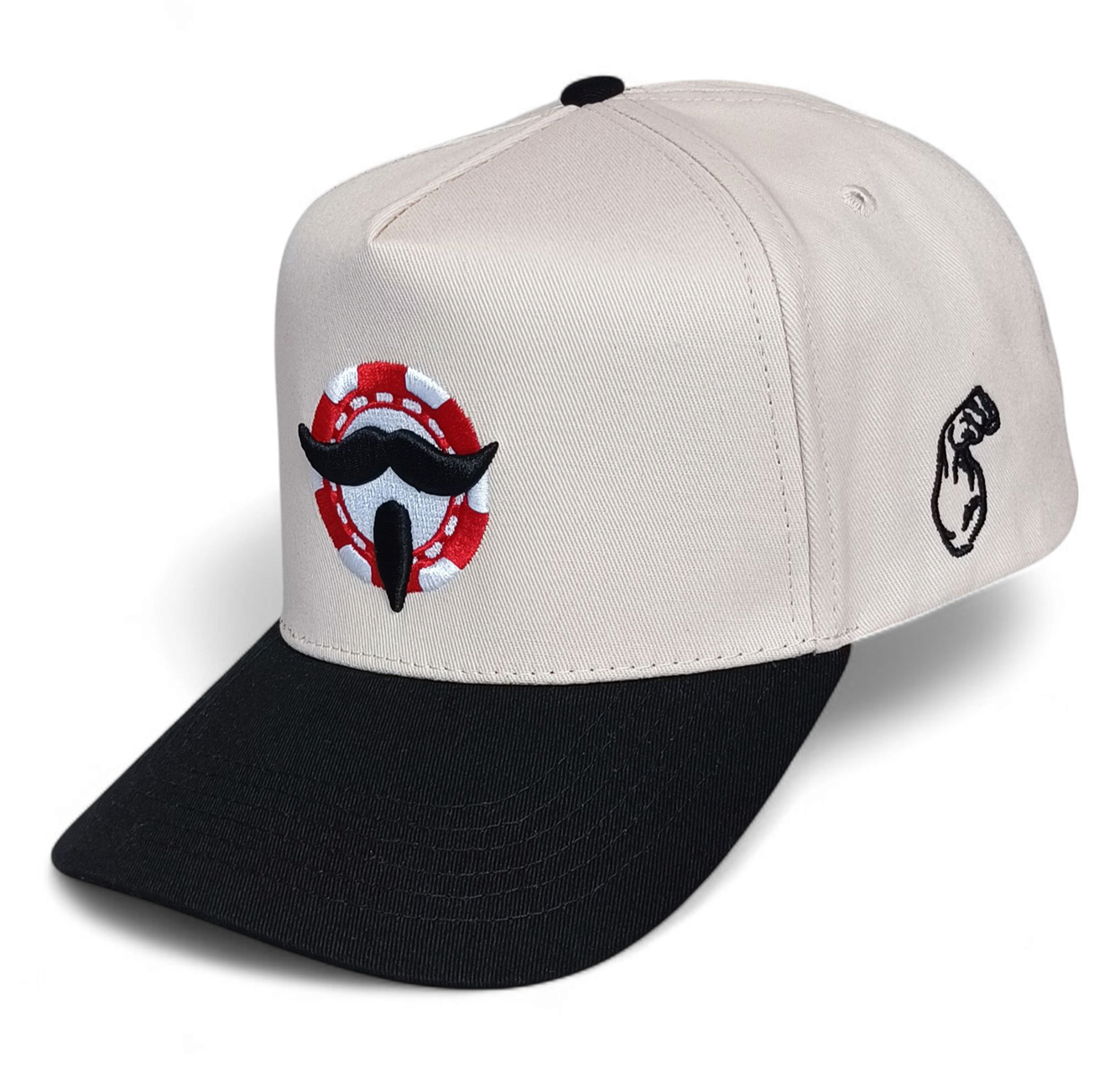 OEM Wholesale Custom 5 Panel Unisex Embroidered Baseball Hat Adjustable Size Two Tone Beige Curved Brim Baseball Caps