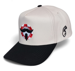 OEM Wholesale Custom 5 Panel Unisex Embroidered Baseball Hat Adjustable Size Two Tone Beige Curved Brim Baseball Caps