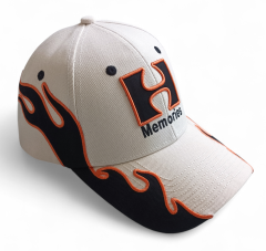 Custom Flame Embroidery 6-Panel Acrylic Fabric Sports Adjustable Baseball Cap for Men and Women