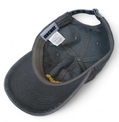 OEM ODM Factory Sun protection Dark Grey Vintage Washed Denim Cotton 6 Panel Baseball Cap Custom Embroidery Distressed Dad Hat