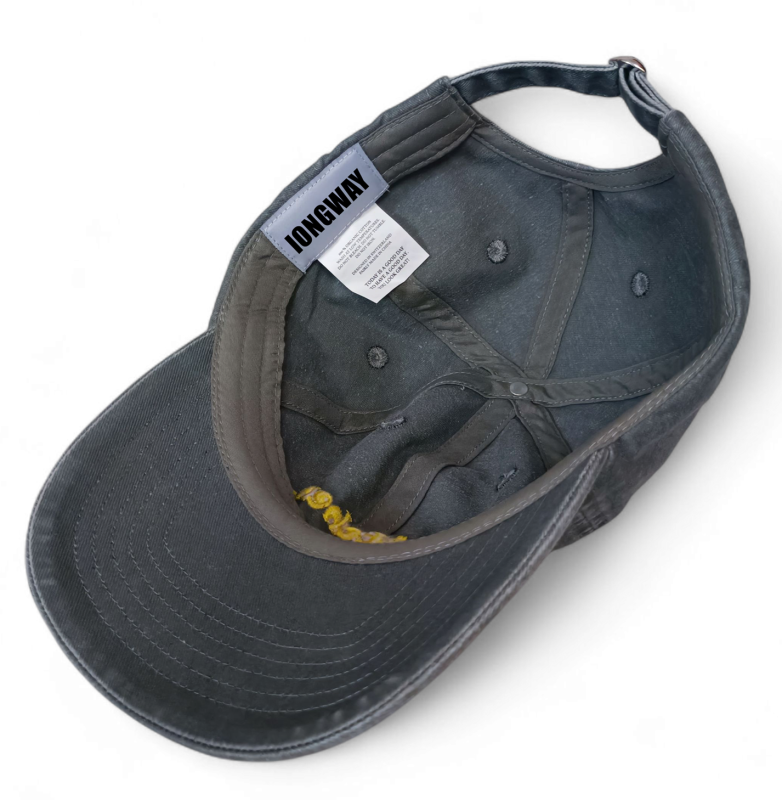 OEM ODM Factory Sun protection Dark Grey Vintage Washed Denim Cotton 6 Panel Baseball Cap Custom Embroidery Distressed Dad Hat