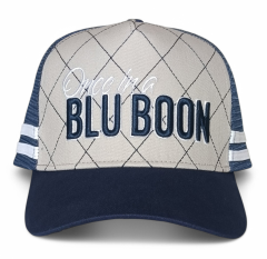 Wholesale Custom 5 Panel High Profile Crown Striped Mesh Trucker Cap Front Diamond Stitching Australia Country Trucker Cap Hat