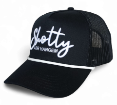 ustom High Quality Black Trucker Hat 5 Panel With Rope Adjustable Sporty Casual Trucker Hat Breathable Mesh Back for Adults