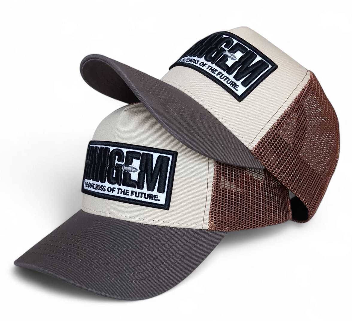 Custom 5 Panel Brown Mesh Baseball Hat 3D Embroidery Patch Trucker Cap Plain Net Design for Outdoor Casual Cycling Trucker Hat