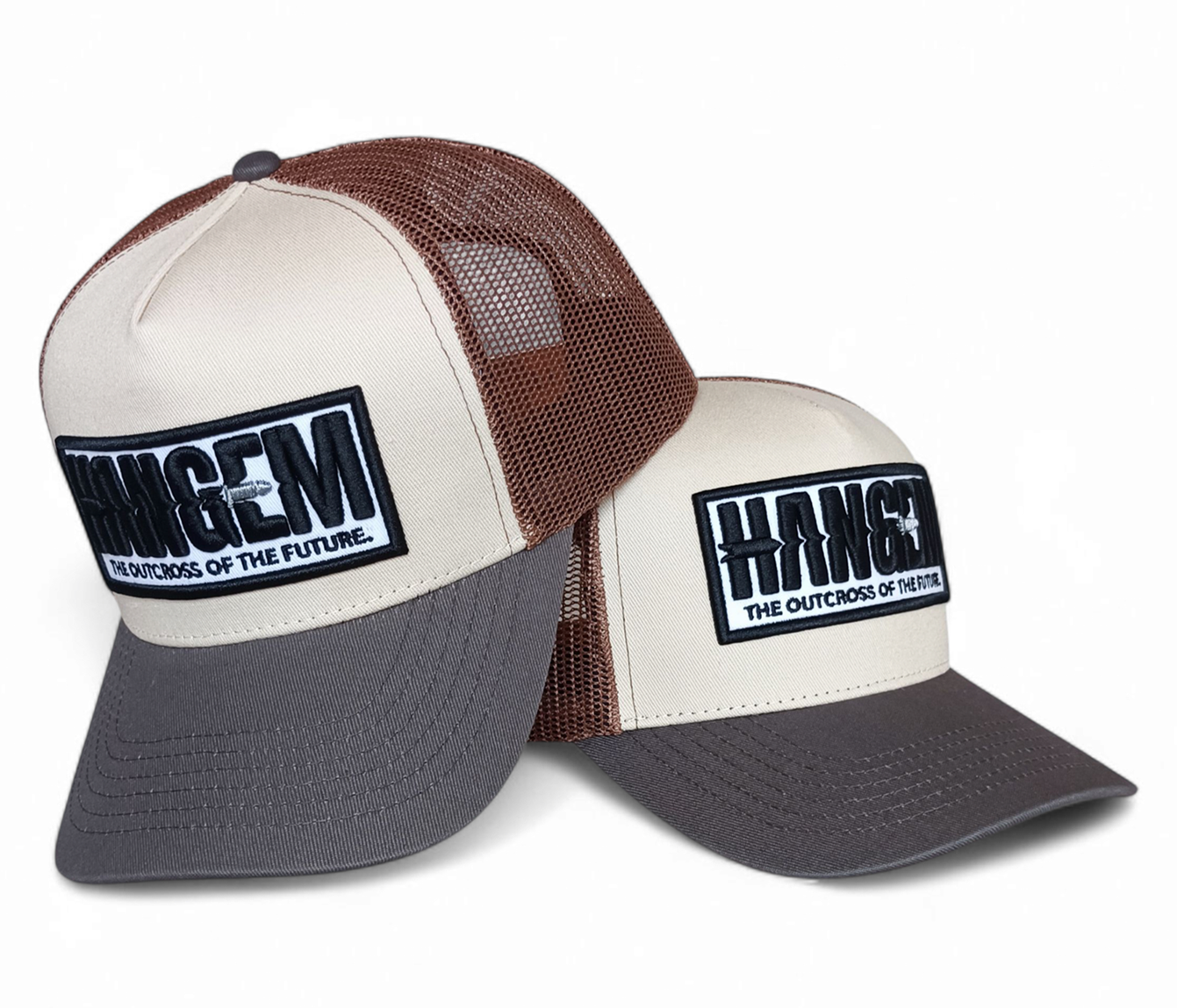 Custom 5 Panel Brown Mesh Baseball Hat 3D Embroidery Patch Trucker Cap Plain Net Design for Outdoor Casual Cycling Trucker Hat
