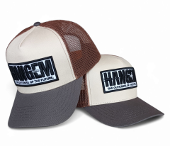 Custom 5 Panel Brown Mesh Baseball Hat 3D Embroidery Patch Trucker Cap Plain Net Design for Outdoor Casual Cycling Trucker Hat