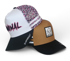 Custom 5 panel high profile brown 3 stripes hat Australia country trucker cap