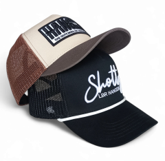 ustom High Quality Black Trucker Hat 5 Panel With Rope Adjustable Sporty Casual Trucker Hat Breathable Mesh Back for Adults