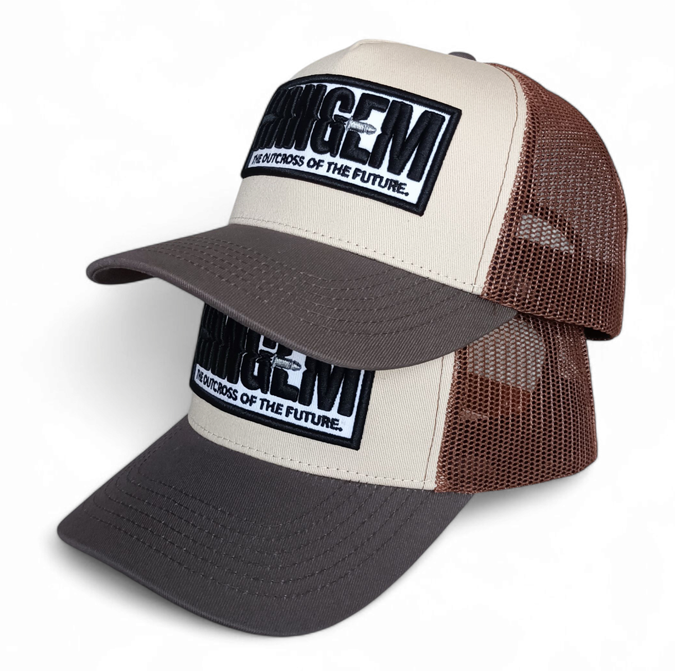 Custom 5 Panel Brown Mesh Baseball Hat 3D Embroidery Patch Trucker Cap Plain Net Design for Outdoor Casual Cycling Trucker Hat