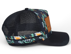 Wholesale Custom Australia Country High Profile Striped Trucker Hat 5 Panel Leather Patch Logo Hip Hop Gorras Outdoor Trucker Cap
