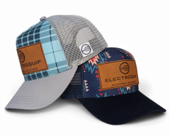Leather Patch Embroidered Gray Mesh Baseball Trucker Caps Men Women Adjustable Snap Back Outdoor Blue Sport Trucker Hats