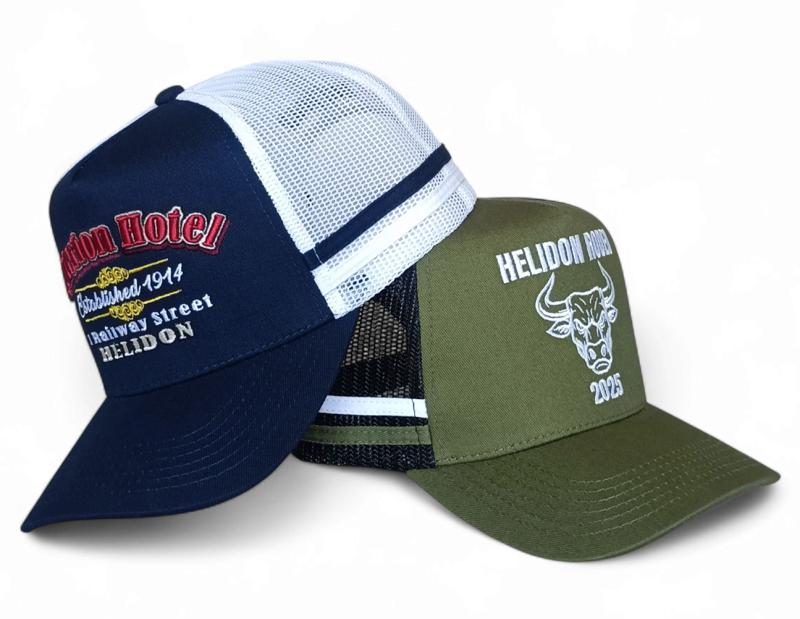 Wholesale Custom High Profile 5 Panel Australia Country 2 Side Stripes 3D Embroidery Logo Navy Outdoor Mesh Trucker Hat Cap