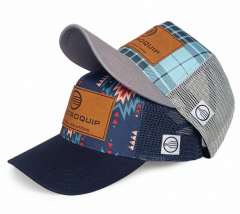Leather Patch Embroidered Gray Mesh Baseball Trucker Caps Men Women Adjustable Snap Back Outdoor Blue Sport Trucker Hats