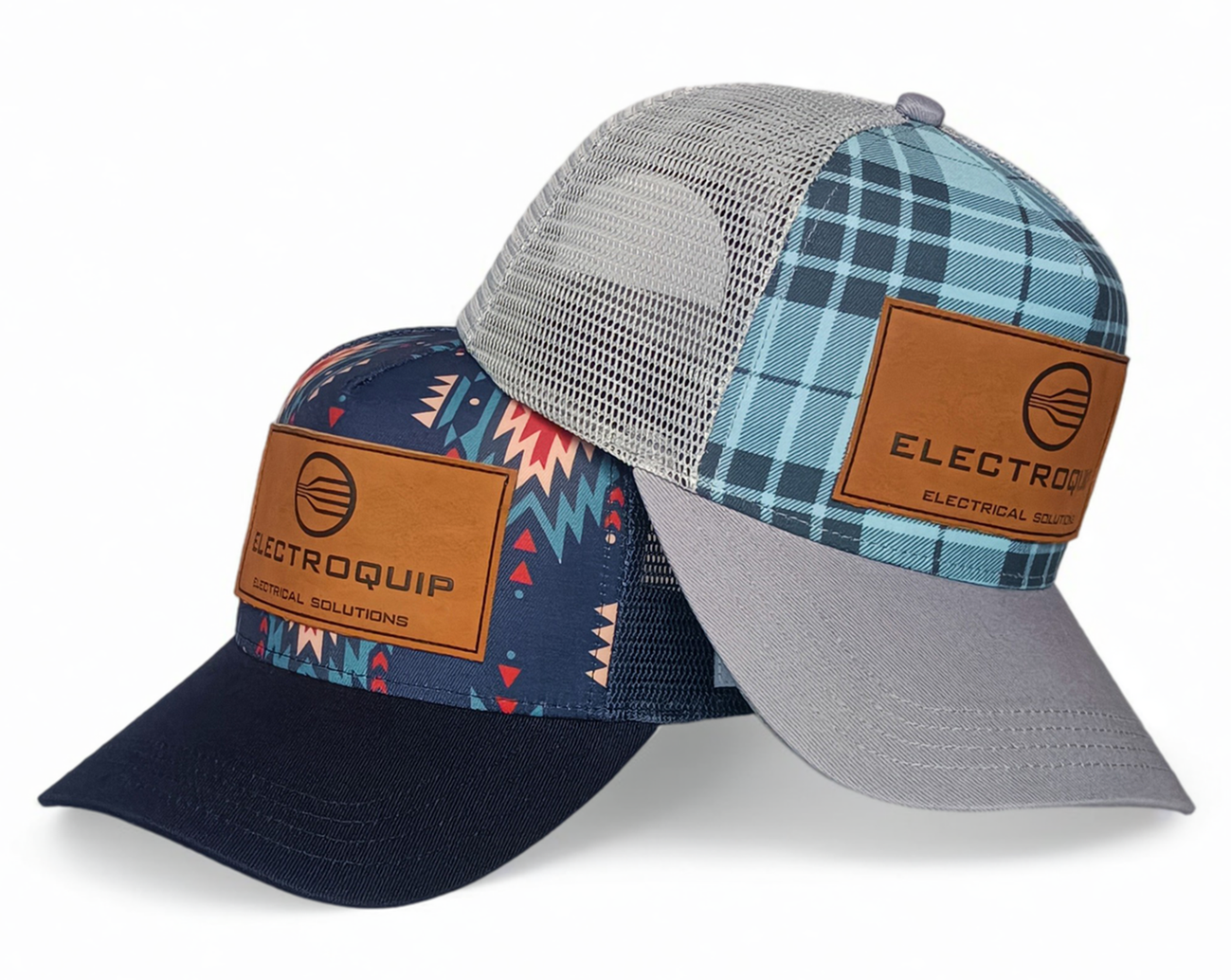Leather Patch Embroidered Gray Mesh Baseball Trucker Caps Men Women Adjustable Snap Back Outdoor Blue Sport Trucker Hats