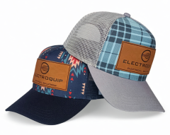 Leather Patch Embroidered Gray Mesh Baseball Trucker Caps Men Women Adjustable Snap Back Outdoor Blue Sport Trucker Hats