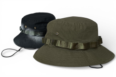 Ripstop olive green metal air vent string unisex bucket hat