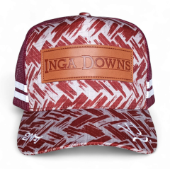 Custom 5 Panel Leather Patch Logo Maroon Printing Australian Country High Profile Deep Crown Australia Trucker Hat Country Trucker Caps