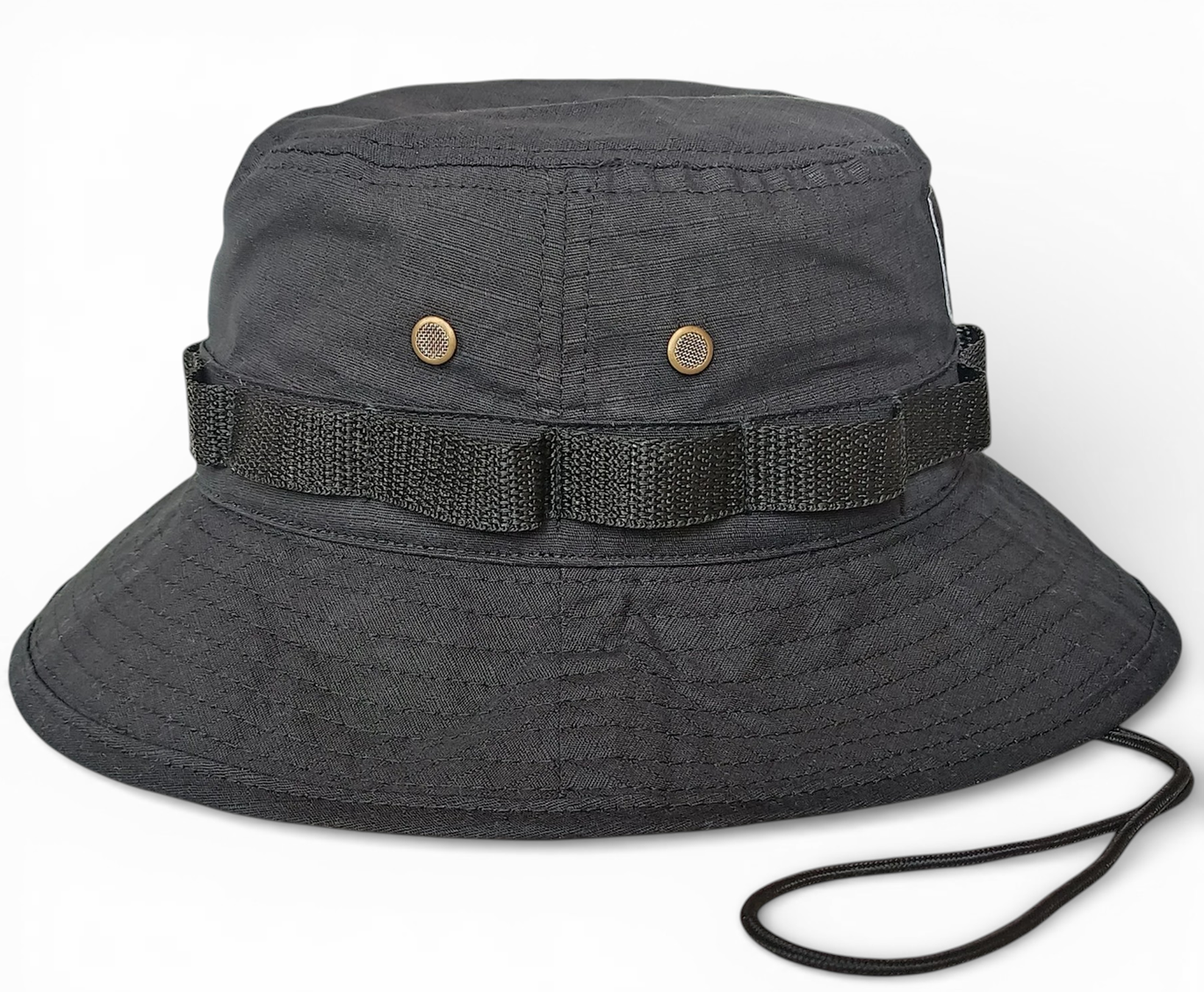 Ripstop olive green metal air vent string unisex bucket hat