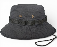 Ripstop olive green metal air vent string unisex bucket hat