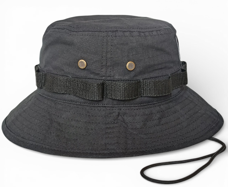 Ripstop olive green metal air vent string unisex bucket hat