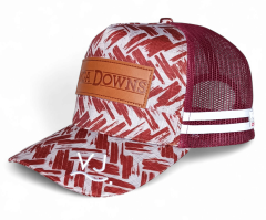 Custom 5 Panel Leather Patch Logo Maroon Printing Australian Country High Profile Deep Crown Australia Trucker Hat Country Trucker Caps